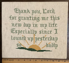 Finished/Completed Counted Cross Stitch Sampler Thank You Lordâ€¦ Sunrise 9.5â€�x10â€�