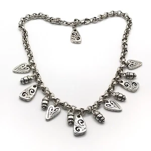 Brighton Chunky Statement Necklace Pendant Charm Silver Plate 16.5-18" Adjust - Picture 1 of 7