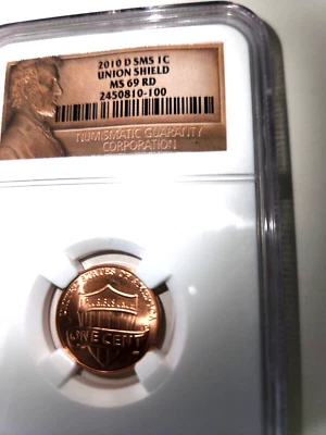 2010D Lincoln Cent SMS Union Shield NGC MS69 RD Nice Luster - Image 1 of 3