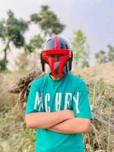 Star War Red and Black Movie Roleplay Helmet / The Mandalorian Helmet Steel Gift - Picture 1 of 6