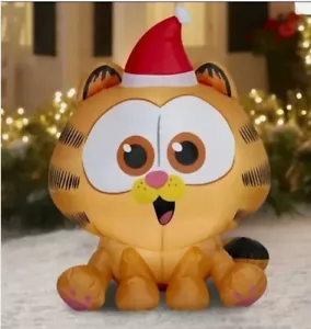 Nickelodeon Gemmy Garfield Christmas Airblown Inflatable With Santa Hat 2024 - Picture 1 of 7
