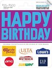 Happy Birthday Gift Card 50 Amc Cheesecake Factory Gap Outback Lowes Subway Ulta