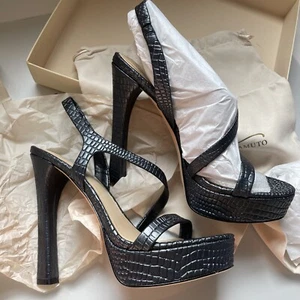 Imagine Vince Camuto Im-Piera Platform Sandal high heels black Leather Size 8.5 - Picture 1 of 5