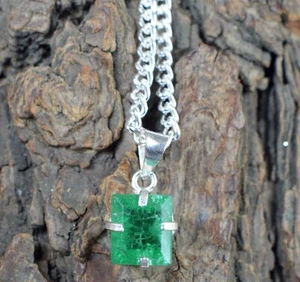 Certified Natural Zambian Emerald 5.80 Ct Emerald Cut Gemstone Men's Pendant - Picture 1 of 7