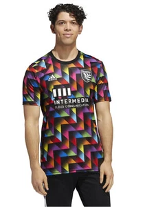 Adidas MLS Men's San Jose Earthquakes Pride Pre-Match Short Sleeve Jersey - Picture 1 of 8