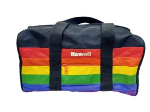 Hawaii Small Travel Bag black rainbow 7" x 12" made in Taiwan vintage - Picture 1 of 9