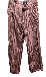 Urban Outfitters Pants Size 0 Linen Blend Pleated Pink Brown Pockets - Picture 1 of 5