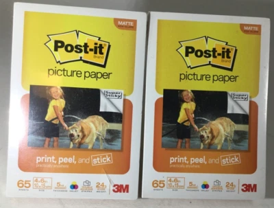 Post It Picture Paper 4x6 Matte Sticky Non Glare 2 Packs 65 Sheets Each - Image 1 of 3