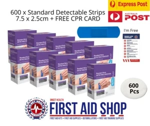 600 x Detectable bandaids 7.5 x 2.5cm + FREE CPR CARD - FOOD SAFE - Picture 1 of 2