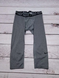 Nike Mens Sz Medium Cropped Leggings Elastic Waist Pull On Gray W6 - Picture 1 of 6