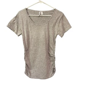 Oh! Mamma Gray Short Sleeve Ruched Sides Maternity Tee Shirt. Medium - Picture 1 of 7
