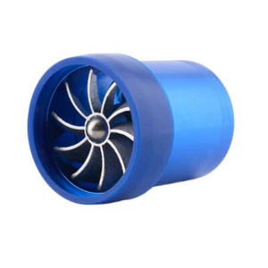 Car Turbine Air Intake Fuel Gas Saver Double Fan System Turbo 2.5"-3.0" Blue - Picture 1 of 12