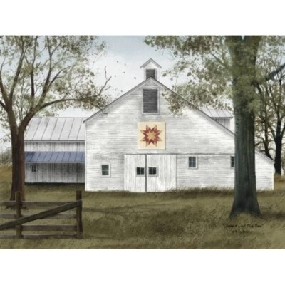 Billy Jacobs STARBURST QUILT BLOCK BARN 12"x16" Canvas Print - Country Farmlife - Image 1 of 2