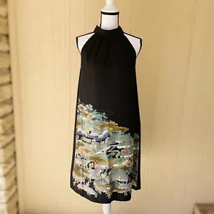 Vestido Kimono Tomesode Seda Negro Reciclado - Cuello Halter Baile de graduación y Conjunto de Fiesta - Imagen 1 de 9