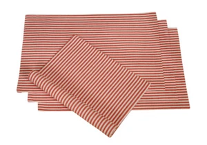 Manteles individuales de algodón a rayas rojo y blanco paquete de 4 - Imagen 1 de 1