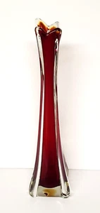 Vintage Art Glass Vase 1Ruby To Clear 2 1/2" Glass - Picture 1 of 14