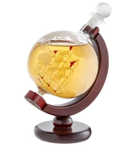 Design Whiskykaraffe Globus mit Segelschiff im Inneren, 850ml - Bild 1 von 5