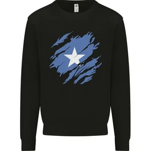 Torn Somalia Flag Somalian Day Football Kids Sweatshirt Jumper - Picture 1 of 35