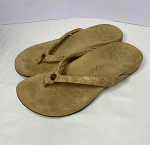 Vionic Womens Thong Sandals Size 8 Wide Mona Tan Cork Slip On Comfort Beach - Picture 1 of 10