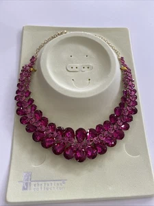 Christina Collection Fashion Women's Evening Gala Crystal Necklace pink FUCHSIA - Picture 1 of 8