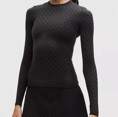 Camisa LULULEMON Wundermost Ultra Suave Nulu Cuello Redondo Manga Larga Flocada Negra Foto 1 de 4