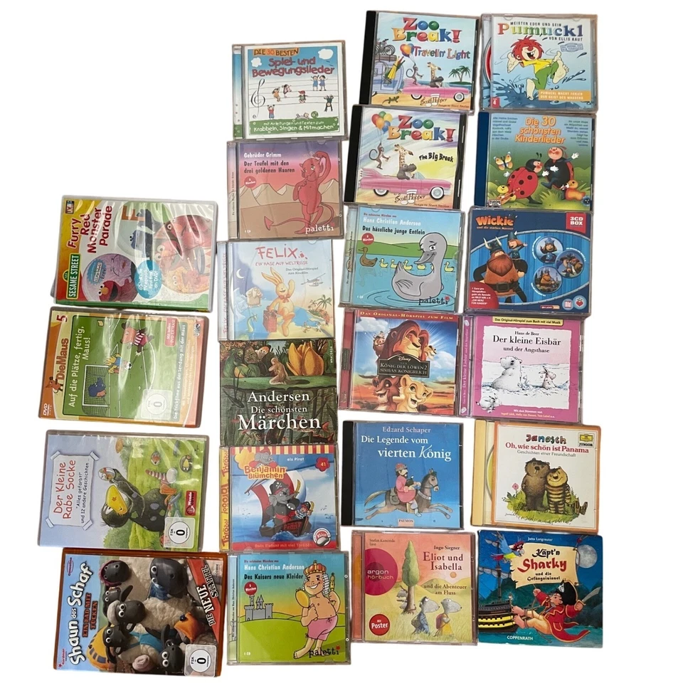 LOTE de 22 DVD y CD alemanes para niños Kinder Medien Lote Deutsche Sprach Foto 1 de 4