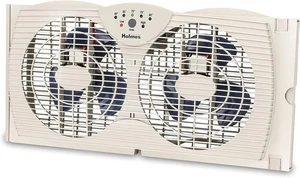 HOLMES Dual Blade Digital Window Fan with Programmable 7 Inch, White  - Picture 1 of 7
