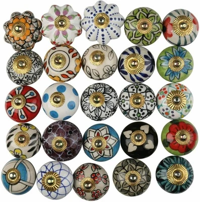 10 PC Multi Color Ceramic Door Knobs Pull Handle Kitchen Cabinet Handle Knobs - Image 1 of 4