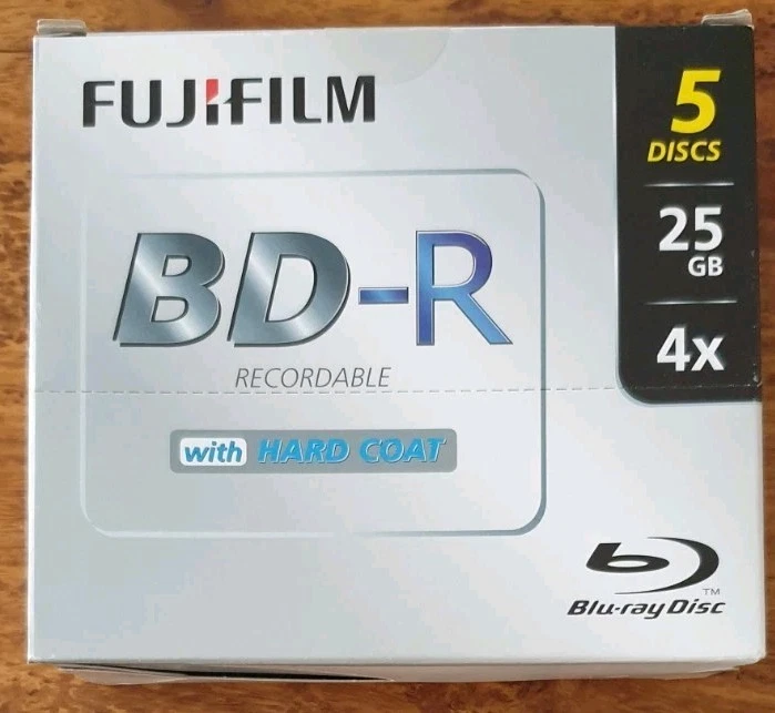 Fujifilm BD-R Blu-Ray, 25 GB, 5 Discs, 4x Speed Hard Coat, Archiv - Bild 1 von 2