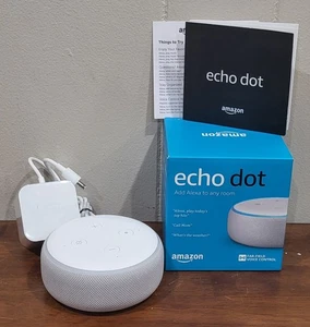 Amazon Echo Dot 3rd Gen White With Box And Paperwork Tested Working - Picture 1 of 4