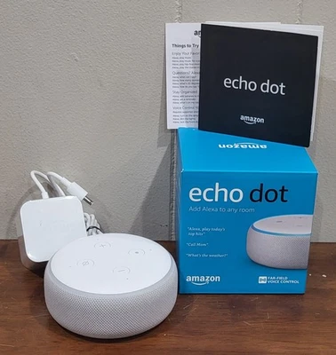 Amazon Echo Dot 3rd Gen White With Box And Paperwork Tested Working - Image 1 of 4