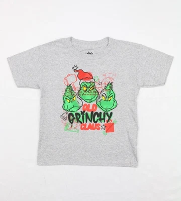 Camiseta híbrida para niños Grinch, camiseta de Navidad gris talla 7 Old Grinchy Claus Foto 1 de 4