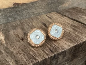 Antique White Textured Paste Cuff Studs Cuff Buttons Cufflinks Gold Fill 1880’s - Picture 1 of 22