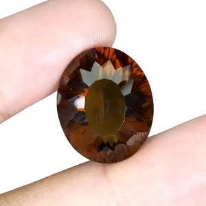 Piedra preciosa de cuarzo coñac superior natural sin calefacción corte cóncavo ovalado 10,05 quilates 16x13 mmm - Imagen 1 de 14