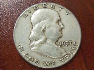 1957 Ben Franklin Silver Half Dollar Coin