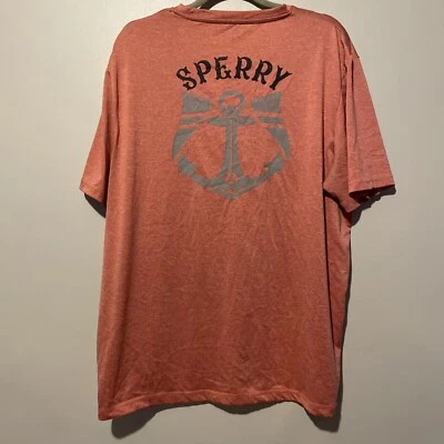 Sperry Top Sider Men’s XL Anchor T Shirt Pink Red Athletic Jersey Tee - Image 1 of 4
