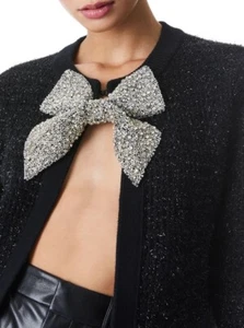 ALICE + OLIVIA AKIRA EMBELLISHED BOW BLAK JACKET SIZE XL NWOT - Picture 1 of 11