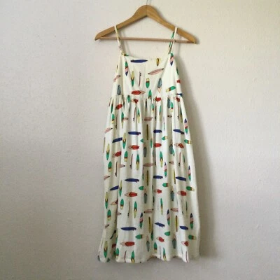 Hanna Andersson WOMENS Surf’s Up Print Cotton Dress XS With Pockets Smocking - Image 1 of 4