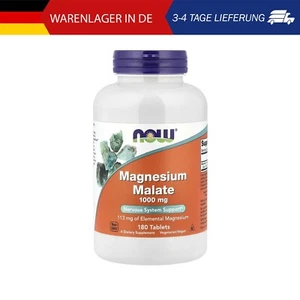 NOW Foods, Magnesium Malate, Magnesiummalat, 1.000 mg, 180 Tabletten - Bild 1 von 8