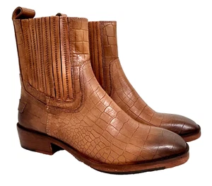 Vintage Foundry Co MAIN braune Lederstiefel Krokoprägung Damengröße 8 EU 38 - Bild 1 von 17