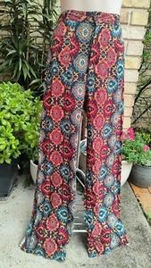 TREE Of Life Boho Hippie Button Up Pants Colourful Floral Pockets Indian S new - Picture 1 of 7