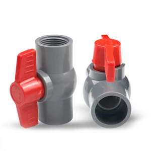 Grau PVC Kugelhahn Kugel Ventil Innengewinde Muffen Rohrverbinder 20-160mm - Picture 1 of 23