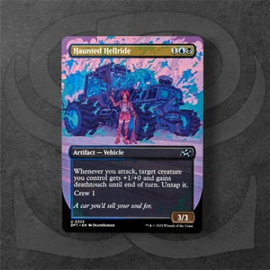 Haunted Hellride •Borderless Alt Art• Artifact Vehicle • Aetherdrift • MTG DFT - Picture 1 of 2