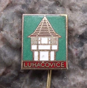 Antique Luhatschowitz Luhacovice Town Typical Spa House Tower Resort Pin Badge - Picture 1 of 3
