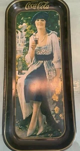 Coca Cola Advertising Metal Tray VTG 1970 Repro Flapper Square Serving(18.5x8.5) - Picture 1 of 3