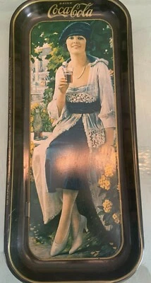 Coca Cola Advertising Metal Tray VTG 1970 Repro Flapper Square Serving(18.5x8.5) - Image 1 of 3