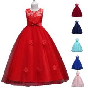 Formal Kids Wedding Bridesmaid Long Gown Party Dresses Flower Girls Pageant Ball - Picture 1 of 29