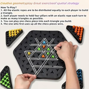 Chain Triangle Chess Game, Engaging Triggle Rubber Band Strategy Game for Kids - Picture 1 of 5