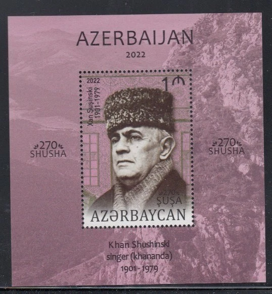 AZERBAIYÁN Khan Shushinski, músico MNH hoja de recuerdo Foto 1 de 1