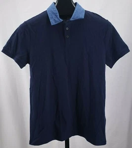 SLATE & STONE Herren Gr. Medium Wesley Denim Kragen Marine Polo Neu mit Etikett - Bild 1 von 6